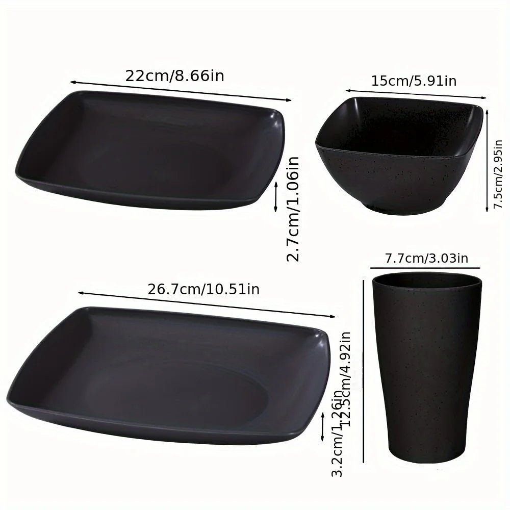 16/32Pcs Plastic Dinnerware Set - DurableDishwasher Safe Microwave Safe Stackable Includes Dinner Plates Salad Plates Snack Bowls - Blu Lotus Boutique