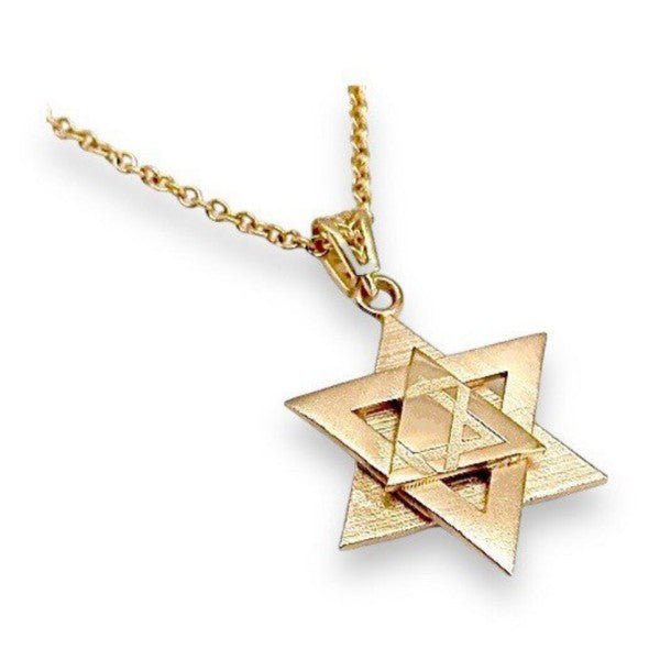 18K Gold Dipped Star of David 3 Layer Necklace - Blu Lotus Boutique