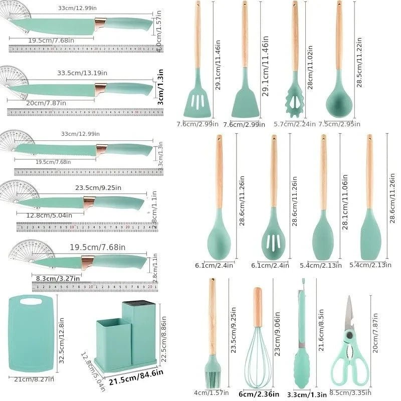 19 sets of kitchen knives with a knife holder, professional high carbon steel stainless steel cooking knife set,holiday gifts - Blu Lotus Boutique