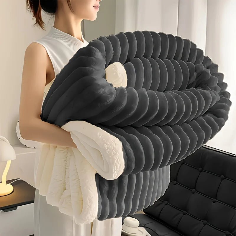 1pc Weighted Fleece Blanket - Soft, Warm, Throw for Bedroom, Living Room, Student Dormitory, Car, Sofa,8lbs With Sherpa - Blu Lotus Boutique
