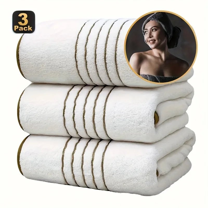 3pcs Ultra - Soft Coral Bath Towel Set - Quick - Dry Luxury Spa & Gym Towels, Large Bath Sheets , Lightweight & Highly Absorbent - Blu Lotus Boutique