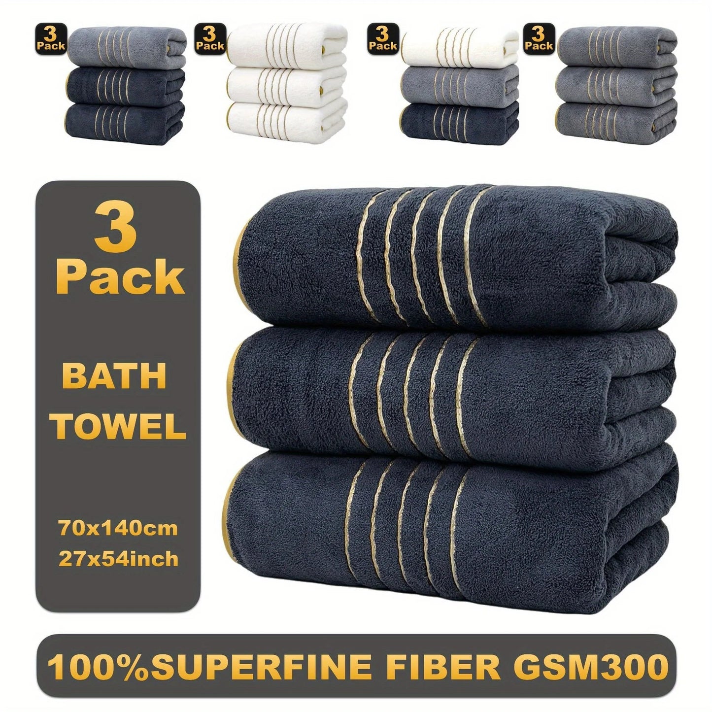 3pcs Ultra - Soft Coral Bath Towel Set - Quick - Dry Luxury Spa & Gym Towels, Large Bath Sheets , Lightweight & Highly Absorbent - Blu Lotus Boutique