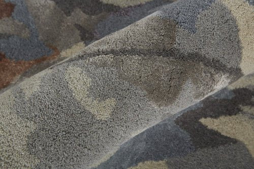 4' X 6' Blue and Gray Wool Floral Hand Tufted Area Rug - Blu Lotus Boutique