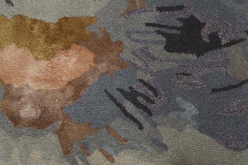 4' X 6' Blue and Gray Wool Floral Hand Tufted Area Rug - Blu Lotus Boutique