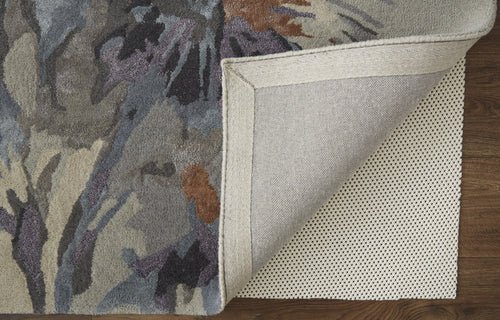 4' X 6' Blue and Gray Wool Floral Hand Tufted Area Rug - Blu Lotus Boutique