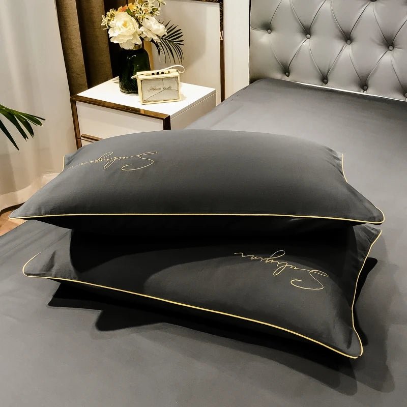 400TC Egyptian Cotton Bedding Set Luxury Full Queen King Size Duvet Cover Bed Sheet Set Pillowcase Bed Linen Nordic Simple Style - Blu Lotus Boutique