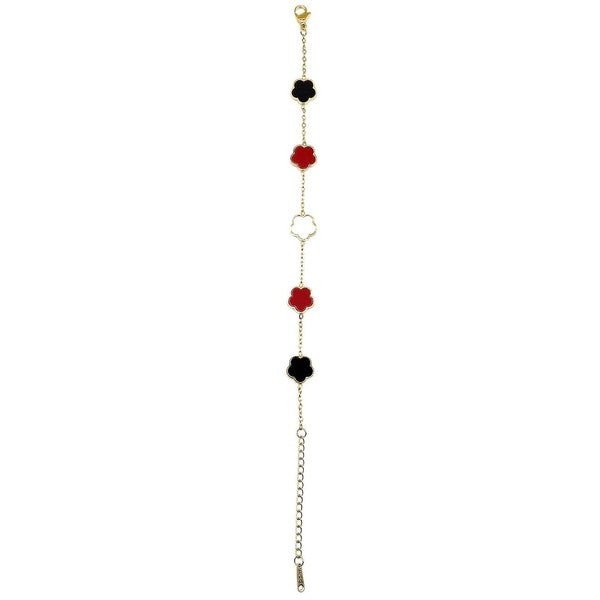 5 Leaf Clover Stainless Steel Link Chain Bracelet - Blu Lotus Boutique