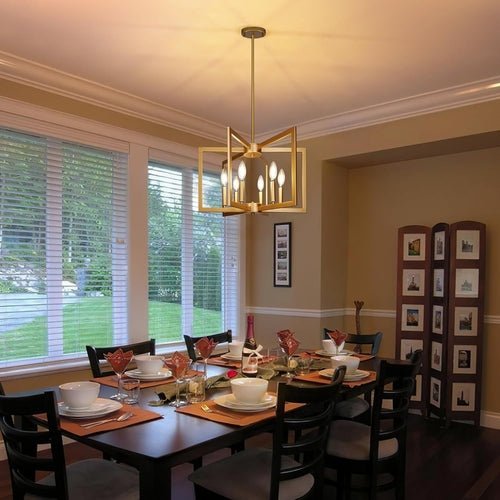 6 - Light Gold Pendant Light, Modern Farmhouse Dining Room Light - Blu Lotus Boutique
