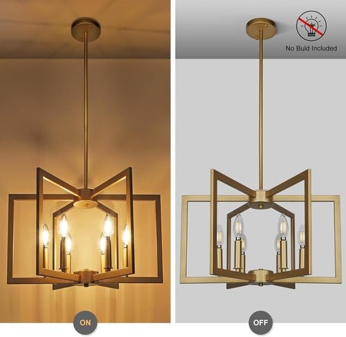 6 - Light Gold Pendant Light, Modern Farmhouse Dining Room Light - Blu Lotus Boutique