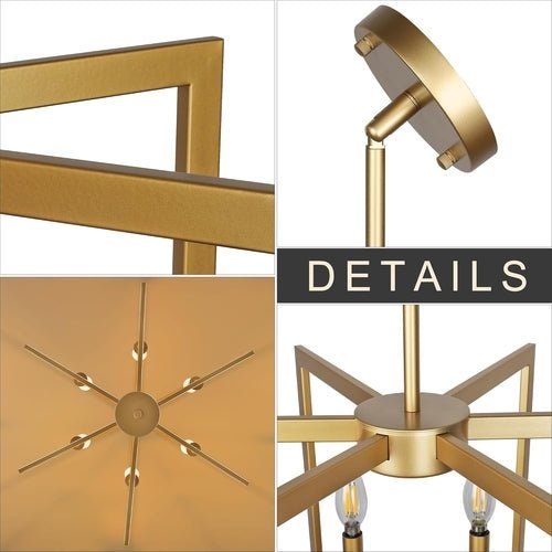 6 - Light Gold Pendant Light, Modern Farmhouse Dining Room Light - Blu Lotus Boutique