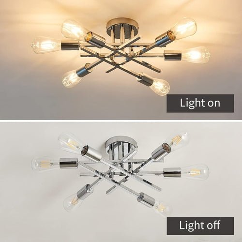 6 - Lights Semi Flush Mount Ceiling Light Fixture Modern Chrome Matte - Blu Lotus Boutique