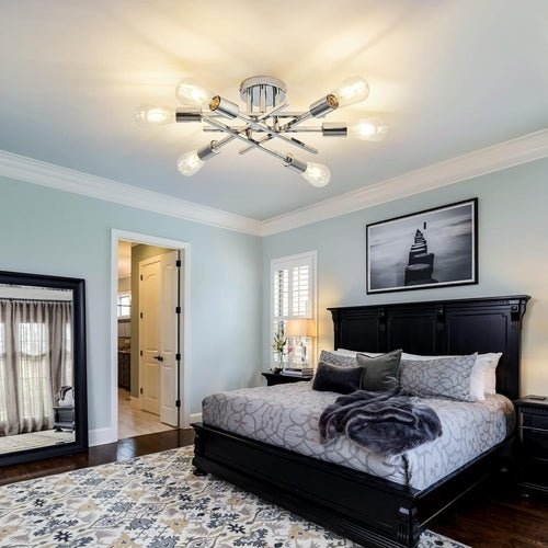 6 - Lights Semi Flush Mount Ceiling Light Fixture Modern Chrome Matte - Blu Lotus Boutique