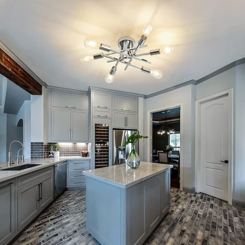 6 - Lights Semi Flush Mount Ceiling Light Fixture Modern Chrome Matte - Blu Lotus Boutique