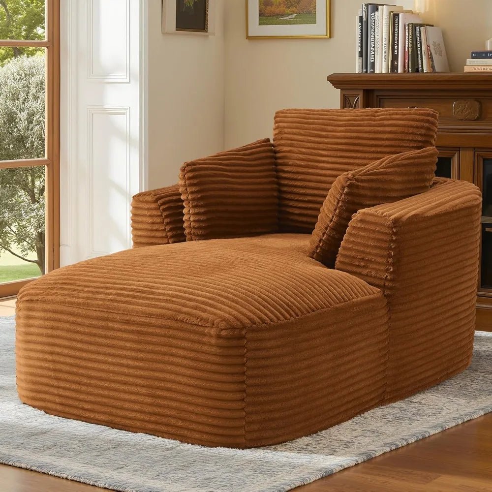"65" Corduroy Boneless Sofa - Luxurious Oversized Chaise Lounge with Deep Seat, Reading/Sleeper Chair for Living Room" - Blu Lotus Boutique