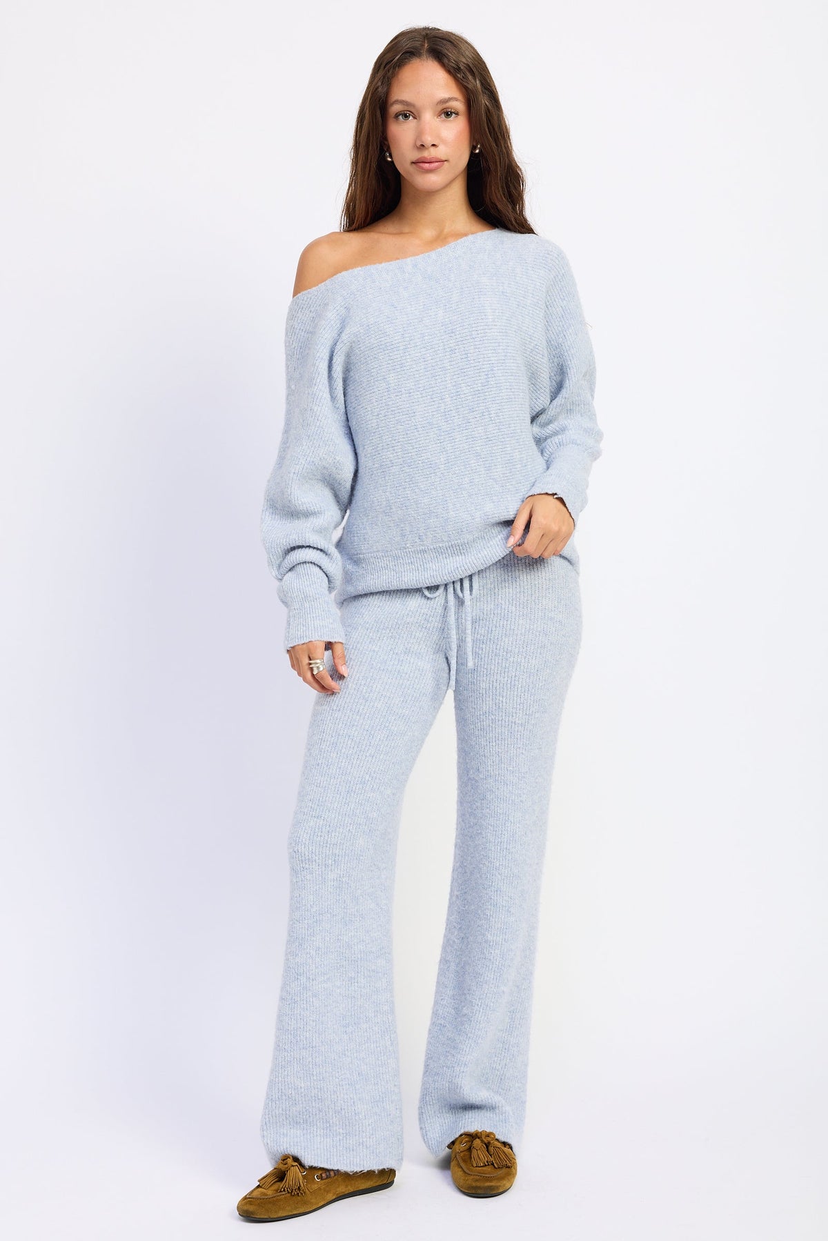 Off Shoulder Ribbed Sweater
