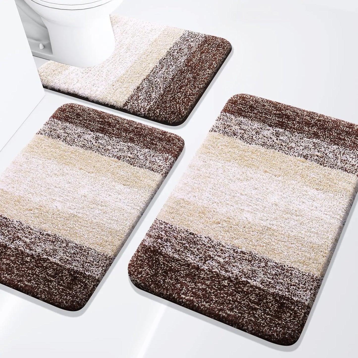 Bathroom Rugs Set 3 Piece, Extra Soft and Absorbent Bath Rugs, Machine Wash Dry Bath Mats for Bathroom, Toilet