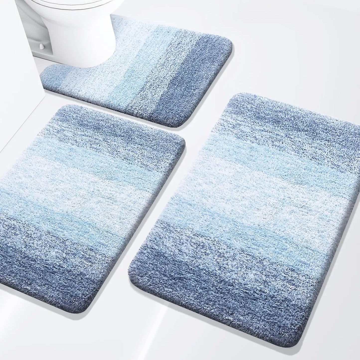 Bathroom Rugs Set 3 Piece, Extra Soft and Absorbent Bath Rugs, Machine Wash Dry Bath Mats for Bathroom, Toilet