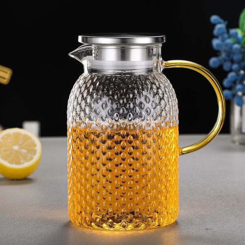 JUSTINLAU Cold Kettle High borosilicate glass Water Jug Heat resistant Glass Teapot Summer Juice Tea Kettle for Home/Office