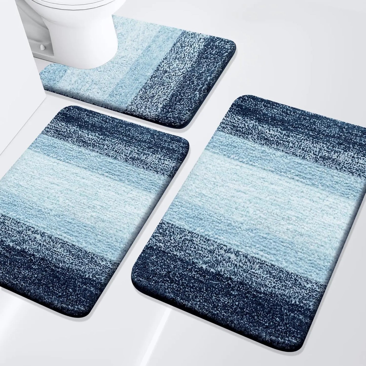Bathroom Rugs Set 3 Piece, Extra Soft and Absorbent Bath Rugs, Machine Wash Dry Bath Mats for Bathroom, Toilet