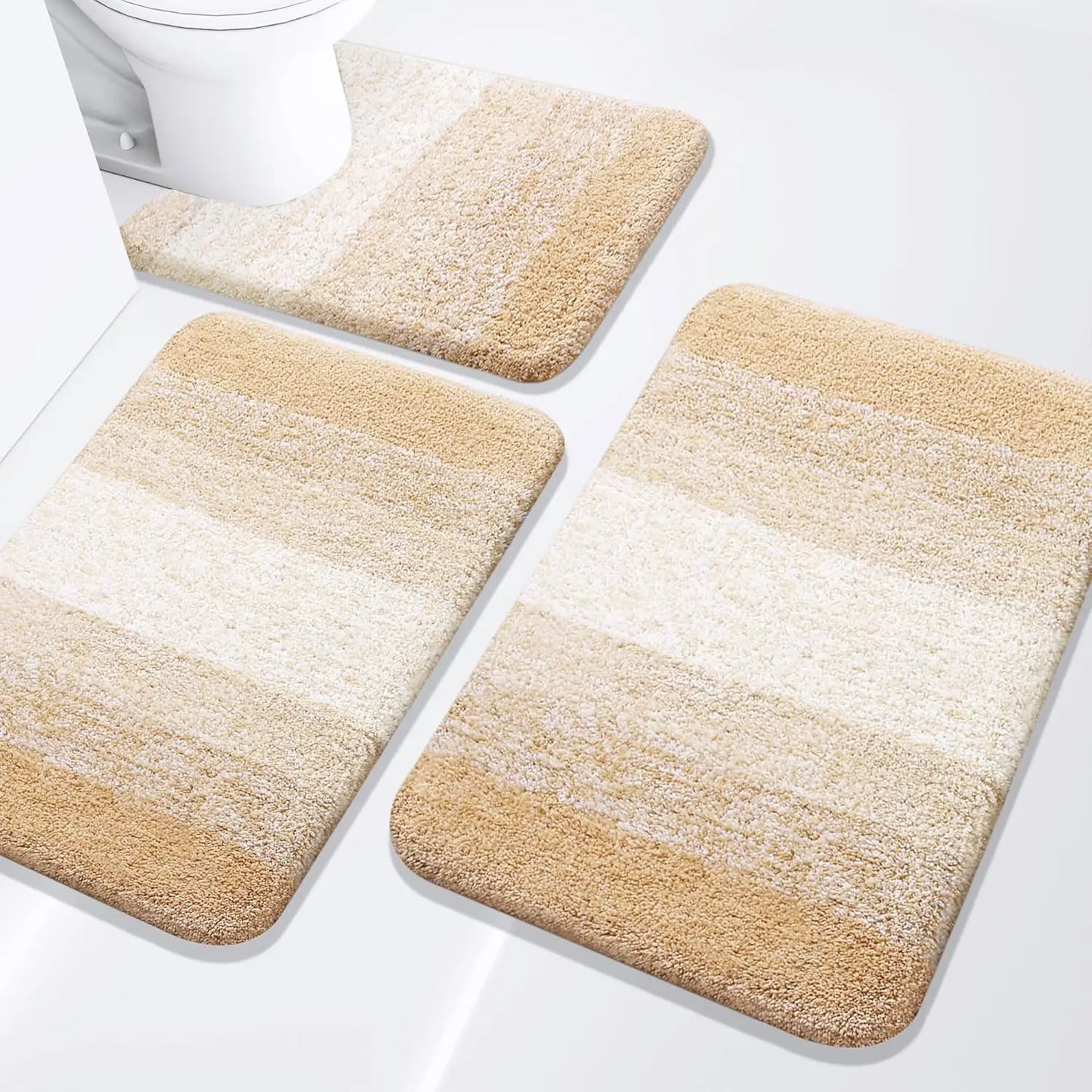 Bathroom Rugs Set 3 Piece, Extra Soft and Absorbent Bath Rugs, Machine Wash Dry Bath Mats for Bathroom, Toilet
