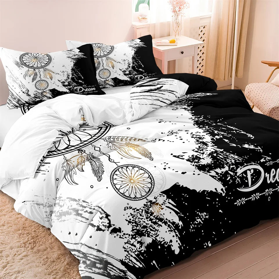 3pcs Dream Catcher Pattern Duvet Cover Set Soft Comfortable Bedding Set For Home Bedroom (1 Duvet Cover & 2 Pillowcases)