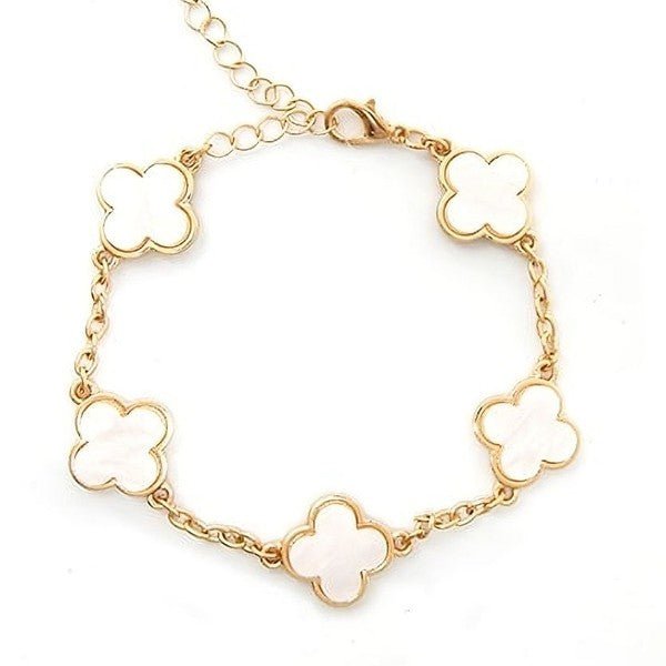 Acetate Marble Effect Clover Chain Bracelet - Blu Lotus Boutique