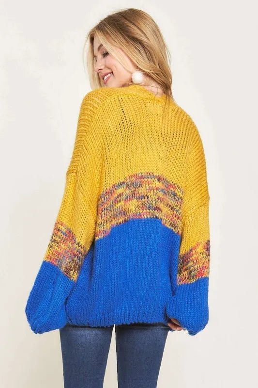 ADORA Colorblock Sweater Cardigan - Blu Lotus Boutique