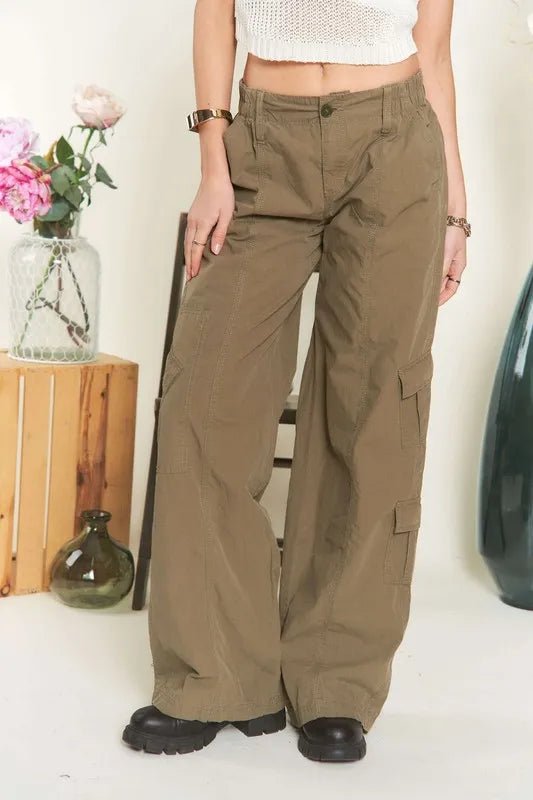 ADORA Low Rise Casual Cargo Pants - Blu Lotus Boutique
