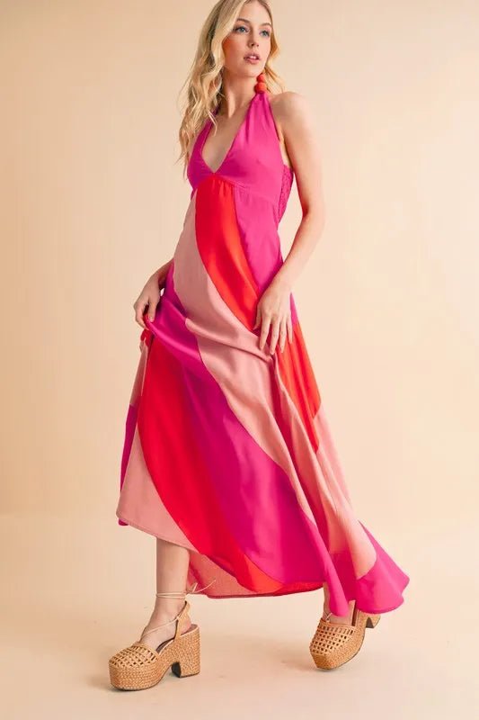 Aemi+Co Color Block Sleeveless Maxi Dress - Blu Lotus Boutique