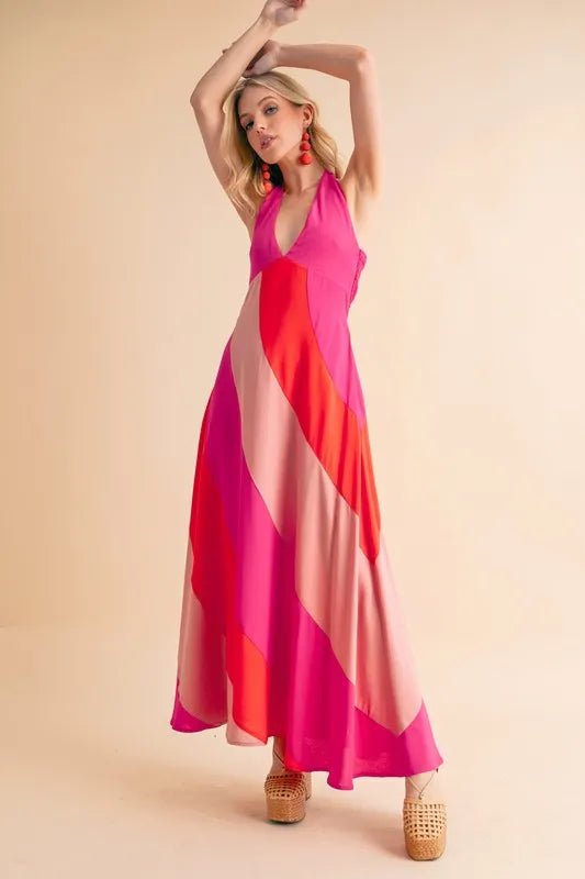 Aemi+Co Color Block Sleeveless Maxi Dress - Blu Lotus Boutique