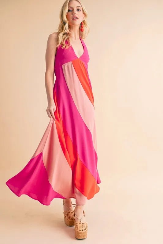 Aemi+Co Color Block Sleeveless Maxi Dress - Blu Lotus Boutique