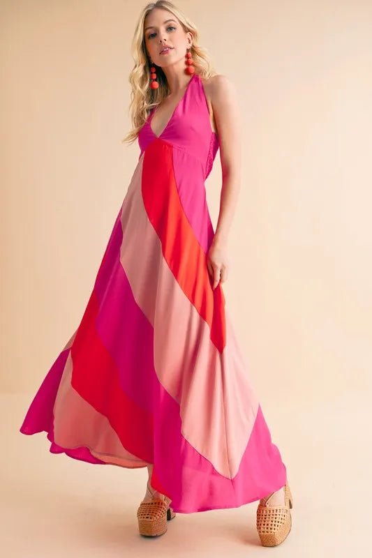 Aemi+Co Color Block Sleeveless Maxi Dress - Blu Lotus Boutique