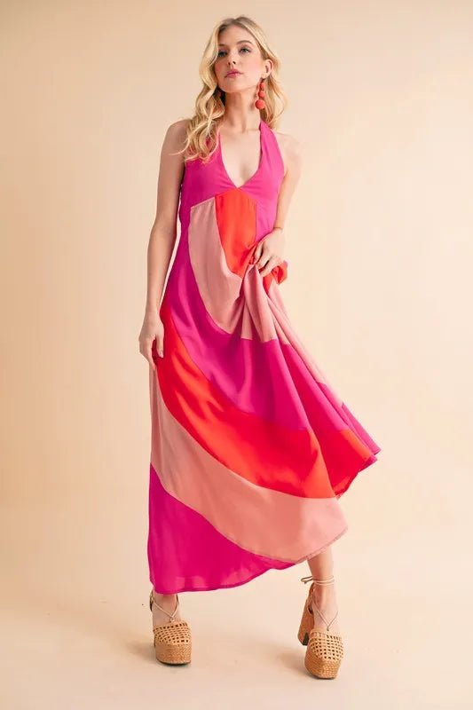 Aemi+Co Color Block Sleeveless Maxi Dress - Blu Lotus Boutique