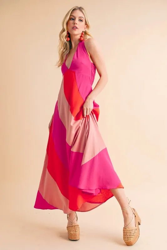 Aemi+Co Color Block Sleeveless Maxi Dress - Blu Lotus Boutique