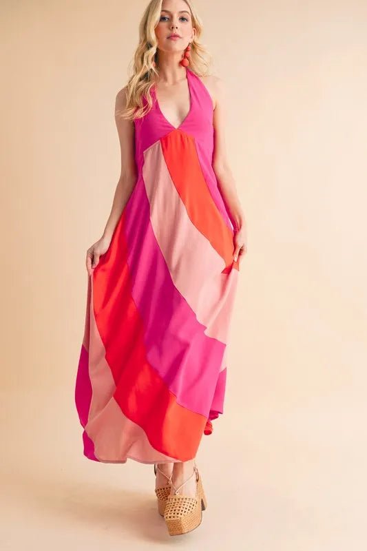 Aemi+Co Color Block Sleeveless Maxi Dress - Blu Lotus Boutique