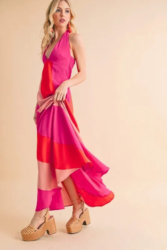 Aemi+Co Color Block Sleeveless Maxi Dress - Blu Lotus Boutique