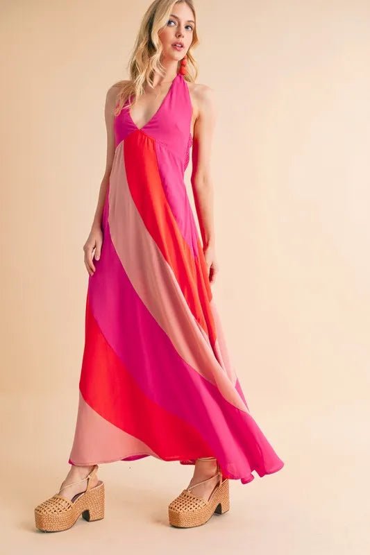Aemi+Co Color Block Sleeveless Maxi Dress - Blu Lotus Boutique