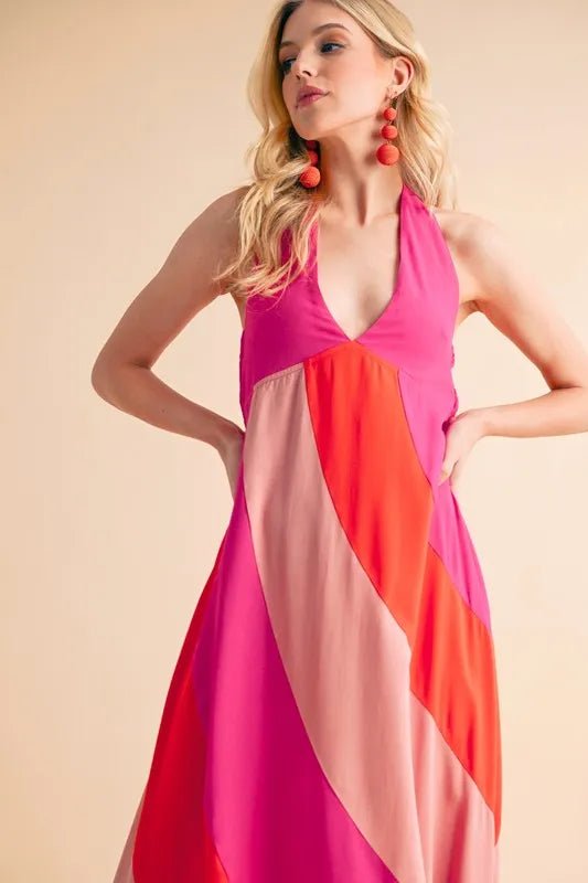 Aemi+Co Color Block Sleeveless Maxi Dress - Blu Lotus Boutique