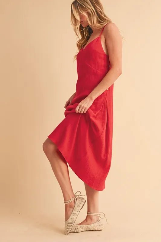 Aemi+Co Side Button Midi Cami Dress - Blu Lotus Boutique