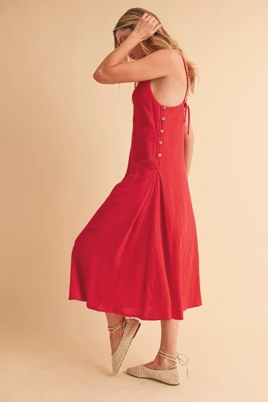 Aemi+Co Side Button Midi Cami Dress - Blu Lotus Boutique