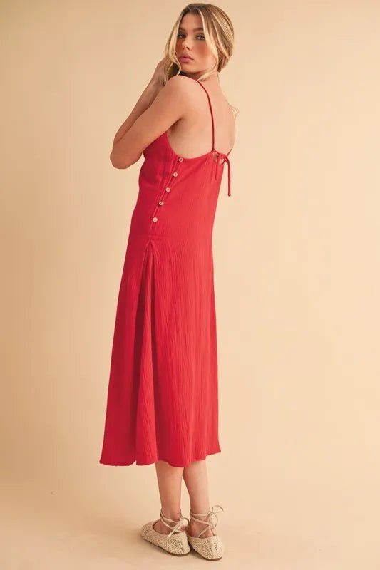 Aemi+Co Side Button Midi Cami Dress - Blu Lotus Boutique