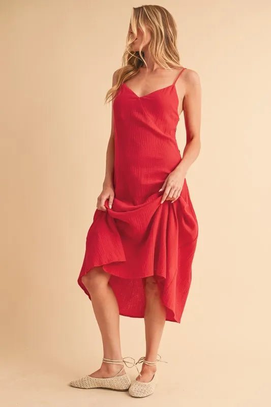 Aemi+Co Side Button Midi Cami Dress - Blu Lotus Boutique