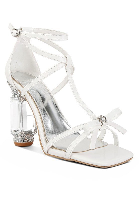 Affluence T Strap Stone Encrusted Heeled Sandal - Blu Lotus Boutique