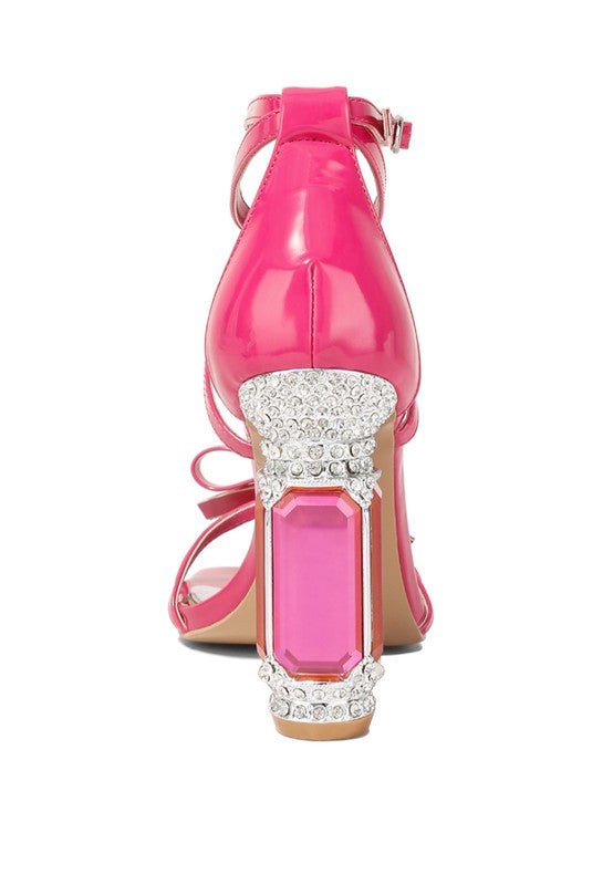Affluence T Strap Stone Encrusted Heeled Sandal - Blu Lotus Boutique