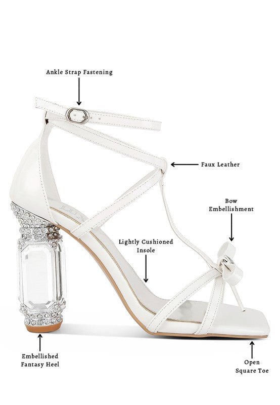Affluence T Strap Stone Encrusted Heeled Sandal - Blu Lotus Boutique
