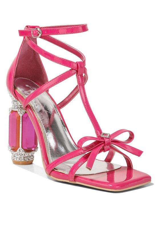 Affluence T Strap Stone Encrusted Heeled Sandal - Blu Lotus Boutique
