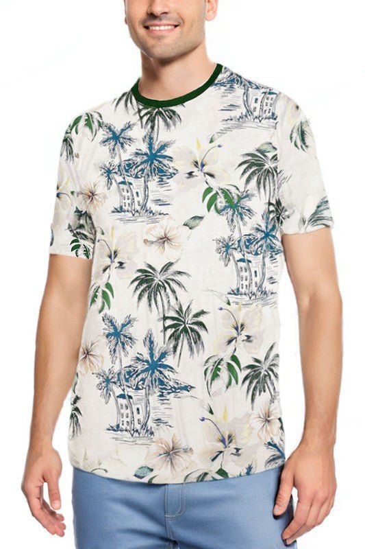 Allover Print Short Sleeve Tshirt - Blu Lotus Boutique