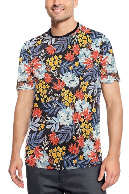 Allover Print Short Sleeve Tshirt - Blu Lotus Boutique