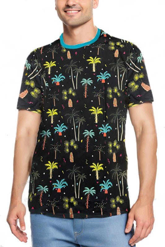 Allover Print Short Sleeve Tshirt - Blu Lotus Boutique