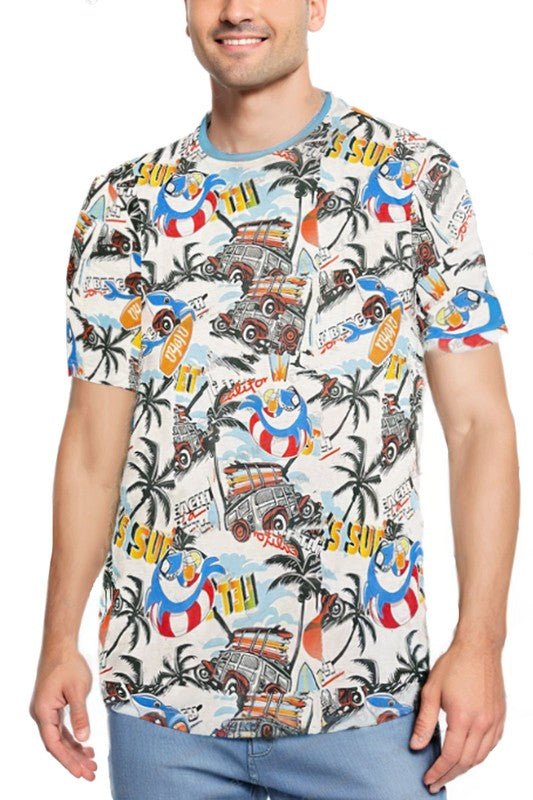 Allover Print Short Sleeve Tshirt - Blu Lotus Boutique